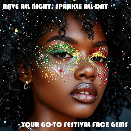 1800pcs Rainbow Self-Adhesive Face Gems Rhinestone Stickers