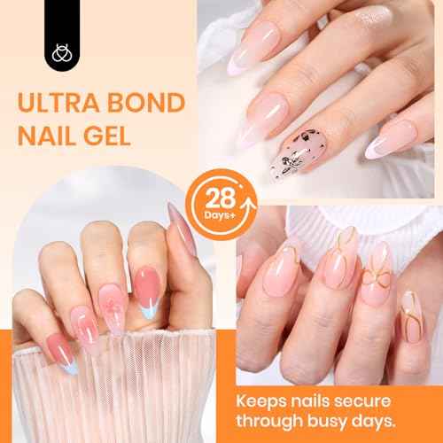 Beetles 2Pcs*20g Solid Nail Glue Gel, Tipex Soft Nail Tips Glue Super Strong for Acrylic Nails Extension Fake Nails Press On Nails, Christmas Nail Art, U V Light Required