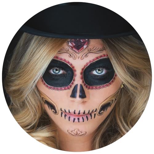 Sugar Skull Face Temporary Tattoo - 2 Pack Dia de los Muertos