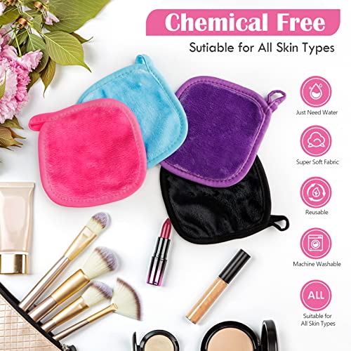 Orighty Makeup Remover Cloths 24 Pack, Makeup Removal Face Cleaning Cloth, Reusable Make Up Remover Pads Remove Instantly Dirt with Just Water, 5 x 5 in