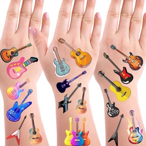 350 Guitar Temporary Tattoos - 30 Sheets for Rock & Music Parties