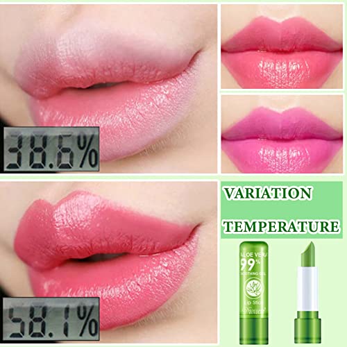 8 PCS Aloe Vera Lipstick,Magic Temperature Color Changing Lip Gloss Set,Long-lasting Nutritious Waterproof Lip Balm Moisturizing Lipstick Lip Makeup Kits for Women