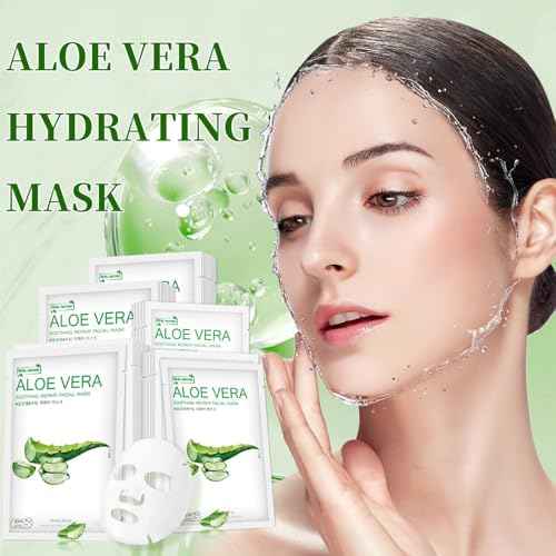 Aloe Vera Face Mask,Hydrating Face Masks Skincare For Dry, Oily,Sensitive Skin,Aloe Facial Skincare Sheet For Moisturizing, Soothing, Calming, Sun Care,Acne, Facial Masks for Women Skin Care 10-Pack