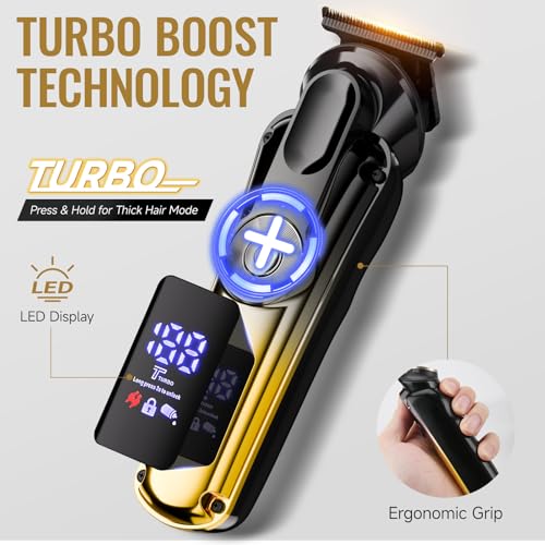 Beard Trimmer for Men - Professional Hair Clippers Zero Gapped T-Blade,Waterproof Cordless Rechargeable Electric Shaver Men's Grooming Kit for Fading & Nose Hair Trimmer, Grooming at Home