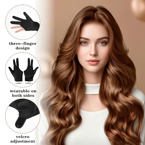 Heat Resistant Gloves for Hair Styling - 3 Finger, 4 Pack