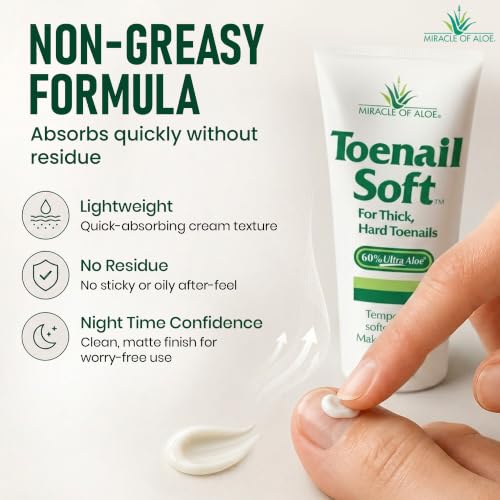 Miracle of Aloe Toenail Softener Cream for Thick Hard Nails - 1 oz