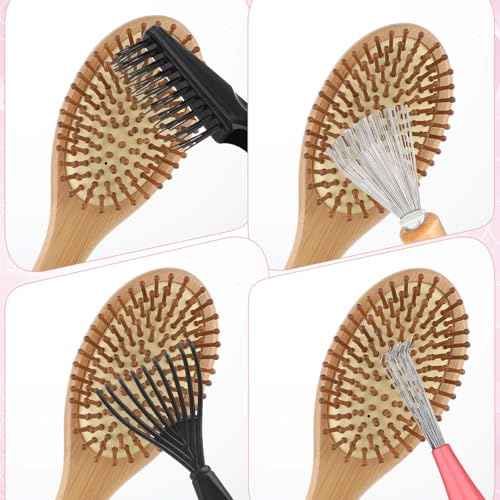 Hairbrush Cleaner Tool Set, 4 PCS Hair Brush Cleaner Rake Comb Cleaning Brush Mini Comb Cleaner Hairstylist Essentials Embedded Tool for Home and Salon Use Removing Hair Dust (4 Style)