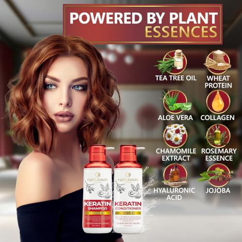 NATURAVIS Keratin Shampoo & Conditioner Set - Sulfate-Free, All Hair Types