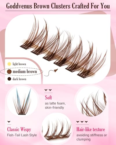 Brown Lash Clusters 10-16mm 300Pcs Natural Wispy Eyelash Extensions