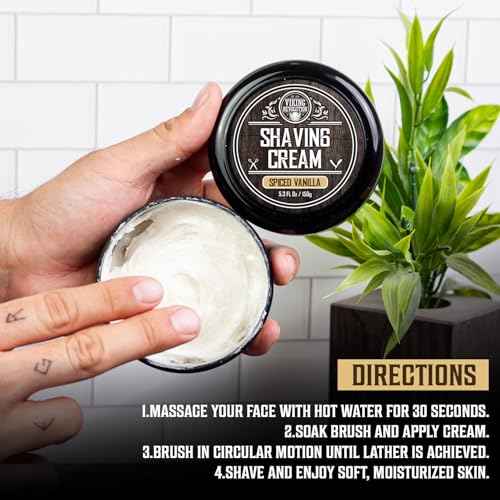 Viking Revolution Luxury Shaving Cream for Men - Spiced Vanilla Scent - Soft, Smooth & Silky Shaving Soap - Rich Lather for the Smoothest Shave - 5.3oz