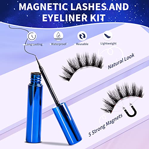 Magnetic Eyelashes Kit with Eyeliner & Tweezers - 7 Pairs