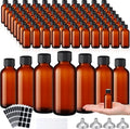100 Pcs 0.5 oz Amber Glass Boston Bottles with Caps & Labels