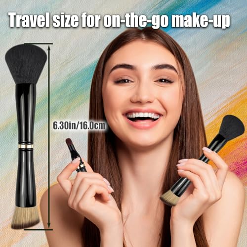 4 in 1 Makeup Brush, Travel Makeup Brush Set with Case, Mini Makeup Brushes, Powder Foundation Brush, Concealer Brush, Eyeshadow Brush, Dual Ended Makeup Brush for Liquid,Cream, Powder