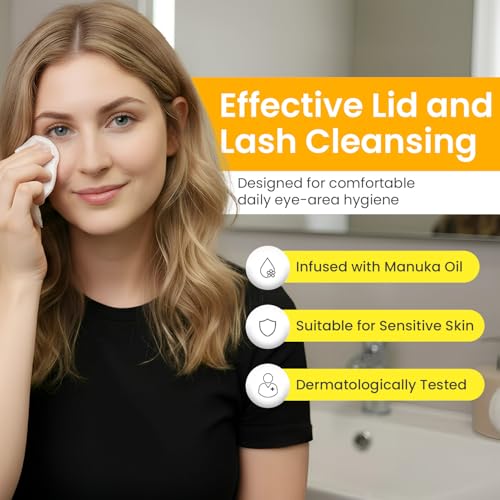 OPTASE Manuka Oil Eyelid Wipes, 30 Count ? Eyelid Cleansing Wipes with Natural Manuka Oil ? Preservative-Free Formula for Daily Hygiene and Eye Lid Comfort - Doctor Recommended Eye Lid Cleaning
