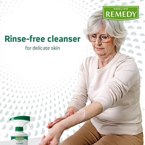 Medline Remedy Clinical Cleansing Body Lotion, 8 Oz Spray Bottle, Vanilla Scent, No-Rinse Bedside Cleanser, Incontinence Care, Moisturizing, Skin Conditioning, Nutrient Rich, Sulfate-Free, Men, Women