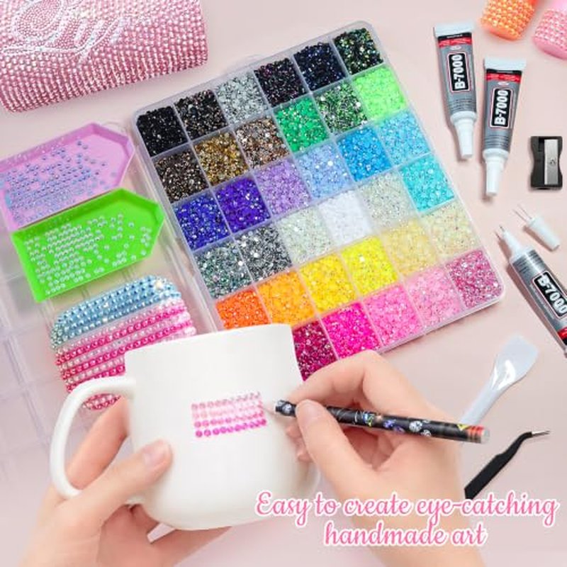 48000 Resin Rhinestones 3mm 36 Colors Bedazzler Kit with Glue