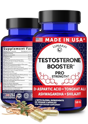 Lunakai Natural Testosterone Booster for Men - 60 Capsules