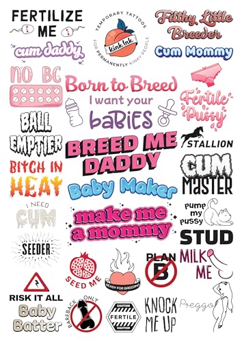 Breeding Kinky Temporary Tattoos - 29 Designs A4 Sheet