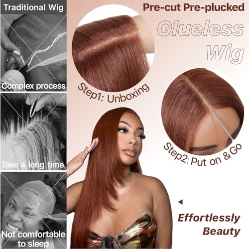 BrownBomb Glueless Layered Wig 24" Pre Plucked Lace Front