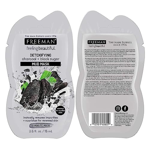 Freeman Facial Mask Variety Count: Detoxifying Clay, Purifying Charcoal, Clearing Mud, and Toning Peel-Off Beauty Facial Masks, Skincare Essentials, Reveals Healthy-Looking Skin, 6 Count