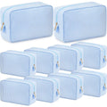 Sanwuta Seersucker Cosmetic Bag Set 10pc Light Blue