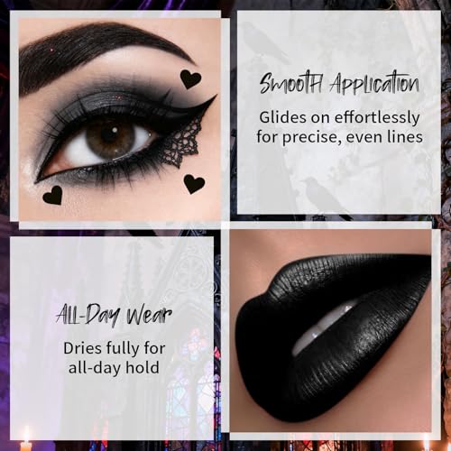 Gothic Makeup Kit - Black Lipstick, Liner & Stamp Eyeliner