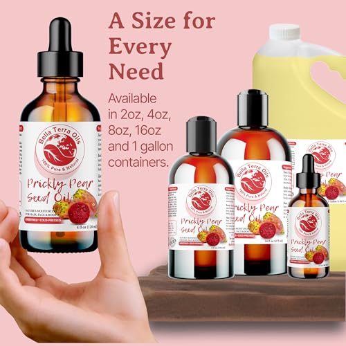 Bella Terra Oils - Prickly Pear Seed Oil 2oz - The Essence of Prickly Pear Cactus, A Haven of Vitamin A & Magnesium, an Elegant Addition to Your Routine