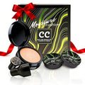 Mushroom Head Air Cushion CC Cream Gift Set for Women, 1 Full-Size Makeup Foundation with 2 Refills & 1 Special Mushroom Head Puff, Holiday Gifts for Her (Medium)