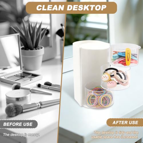 Rotating Makeup Brush & Hair Accessory Organizer - White