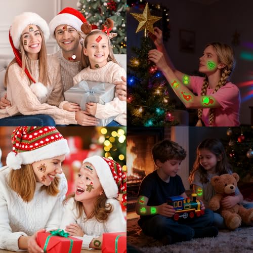 210Pc Glow in Dark Christmas Temporary Tattoos for Kids