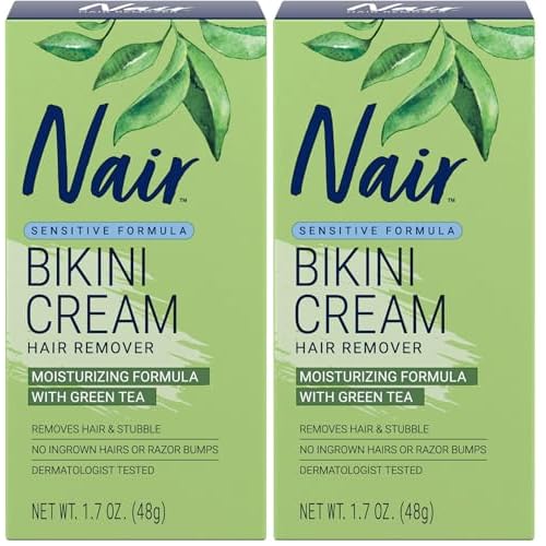 Nair Bikini Cream with Green Tea Sensitive Formula,1.7 Ounce,(Pack of 2)