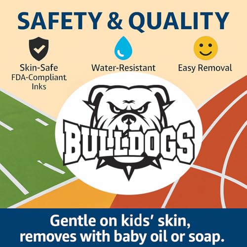 Bulldog Mascot Temporary Tattoos 25-Pack – School Spirit & Sports