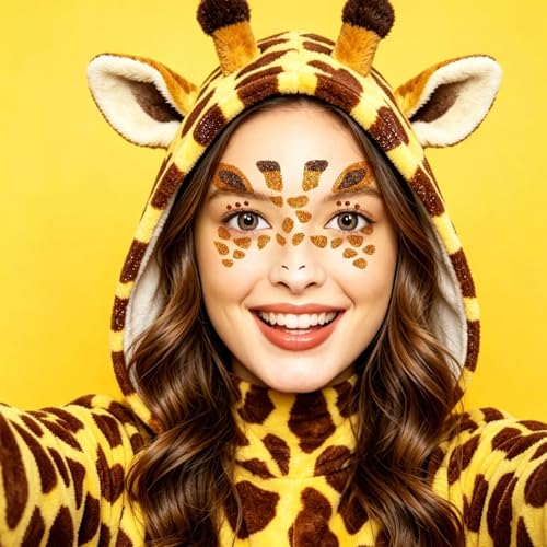 Glitter Giraffe Face Stickers - Temporary Sparkly Makeup Art Decals