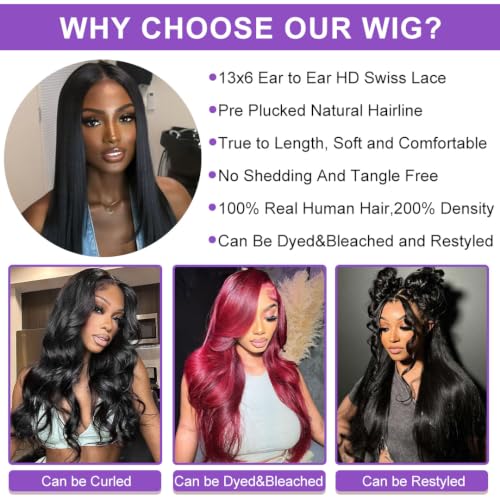 30-Inch 13x6 HD Lace Front Wig - 200 Density Straight Human Hair