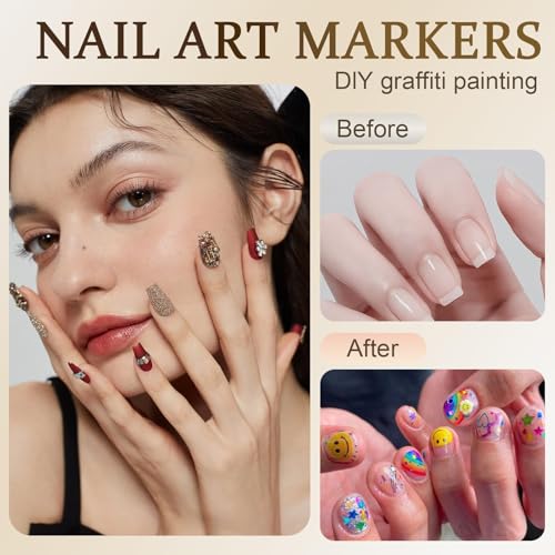 2 Set 12 Colors Nail Art Pens Set - Professional Nail Markers for 3D, Dotting, Drawing & DIY