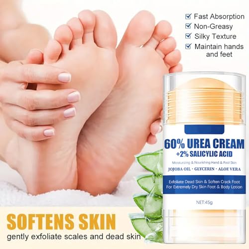 60% Urea Foot Cream Stick for Dry Cracked Heel & Skin Repair, Moisturizing Balm