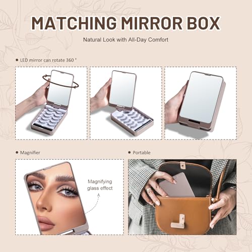 BS-MALL False Eyelashes ? Wispy Lashes 100% Handmade Natural Look, Reusable & Durable, Includes 5X Magnifying Mirror and Application Kit (Style02)