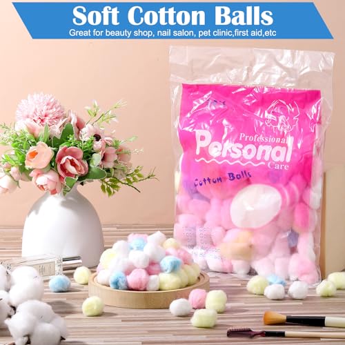 500 Pcs Colored Cotton Balls - Soft Natural Cotton for Makeup & Nail Removal