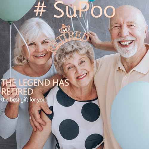 SuPoo Rose Gold Retirement Sash for Women Rhinestone Retired Crown Headband Tiara Retirement Gifts The Legend Has Retired Sash Crown Elegant Retirement Party Decorations Retired Decor