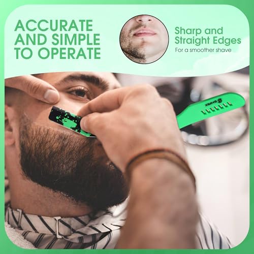 ShaiX Shavette Straight Razor for Men with Pack of 100 Single Blades ? Barber Straight Razor & Straight Edge Razor Kit for Beard Shaving, Line Up & Mustache (Green)