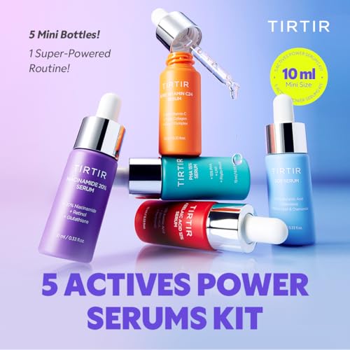 TIRTIR 5 Actives Power Serums Kit ? Korean Skin Care Set with Vitamin C, Niacinamide, Azelaic & Hyaluronic Acid, Hydrating Serum, Radiance Boost, Nourishment, Travel Essentials, Skincare Gift