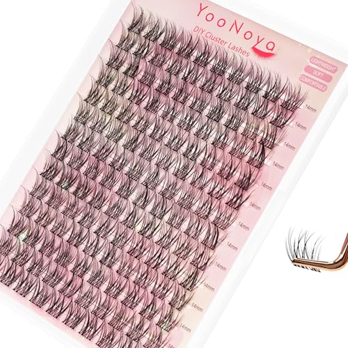 YooNoya 14mm Wispy Eyelash Clusters A-QX-14mm Invisible Band - Reusable Natural Lashes
