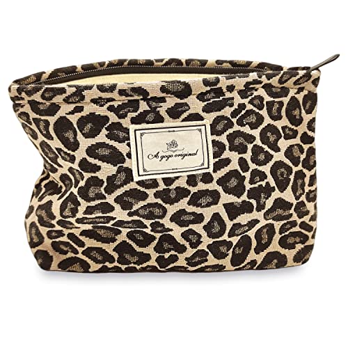 Leopard Makeup Bag Organizer - Large Canvas Toiletry Pouch