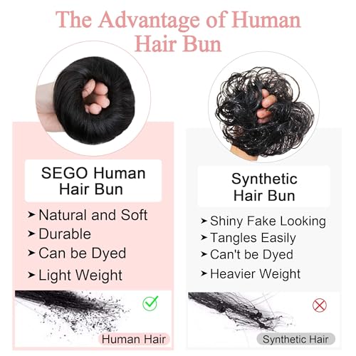 SEGO Human Hair Messy Bun Hairpiece - Medium Brown & Dark Blonde