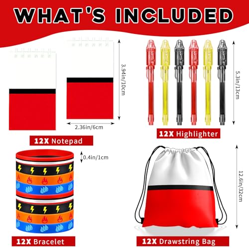 Cartoon Party Favor Set - 12 Drawstring Bags, Notebooks & Gifts