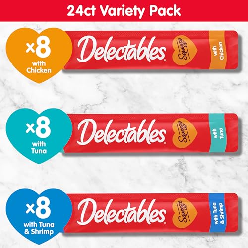 Delectables Squeeze Up Cat Treats Variety Pack - 24 x 0.5oz Tubes