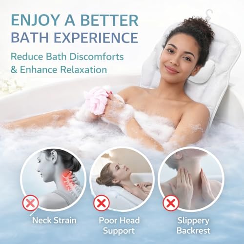 Full Body Bath Pillow with Lumbar Support & Suction Cups