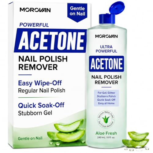 Morovan Acetone Nail Polish Remover - Aloe Infused Gel Soak-Off (8 oz)