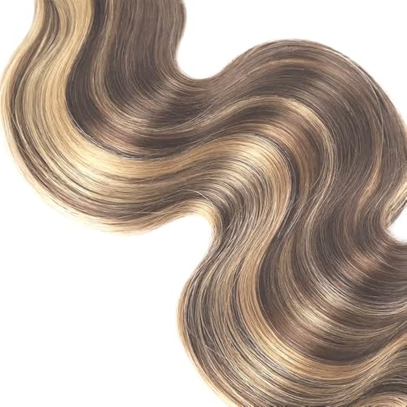 12-Inch Body Wave Human Hair Bundle - Two Tone Chocolate Brown & Blonde