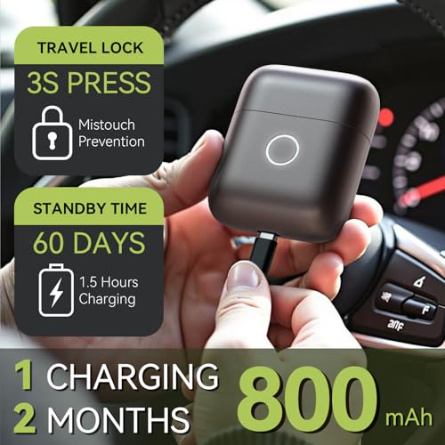 VNU Alloy Body Foil Shaver, Mini Pocket Shaver for Travel, Electric Razor for Men Face Beard, IPX7 Waterproof & 60-Day Standby, Gift for Men/Husband/Dad (Dark Gray)